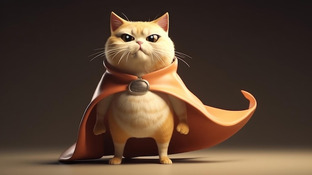 Gato super-herói bonito criado com ia generativa