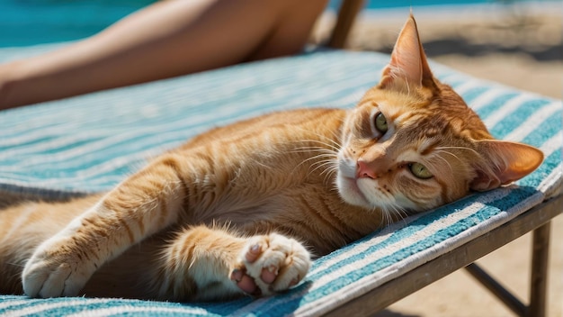 Un gato tabby relajado descansando al sol