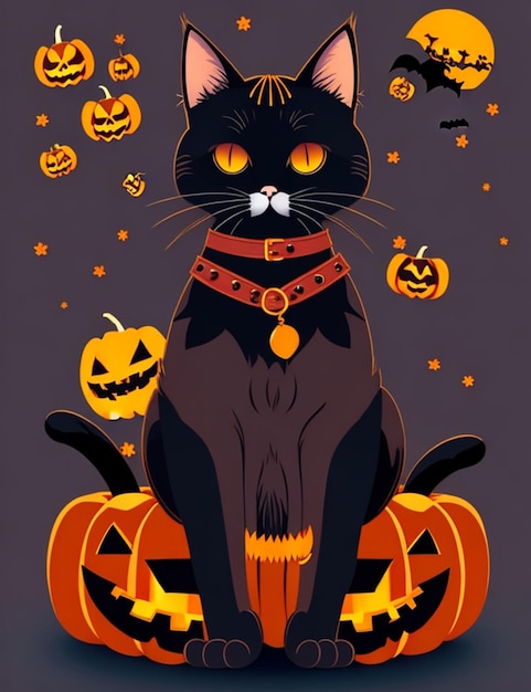 gato en tema de halloween