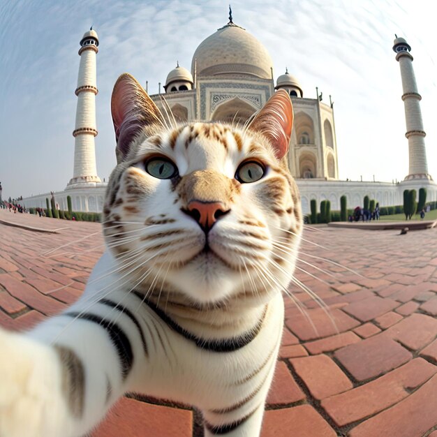 Foto un gato está tomando una selfie con una cámara