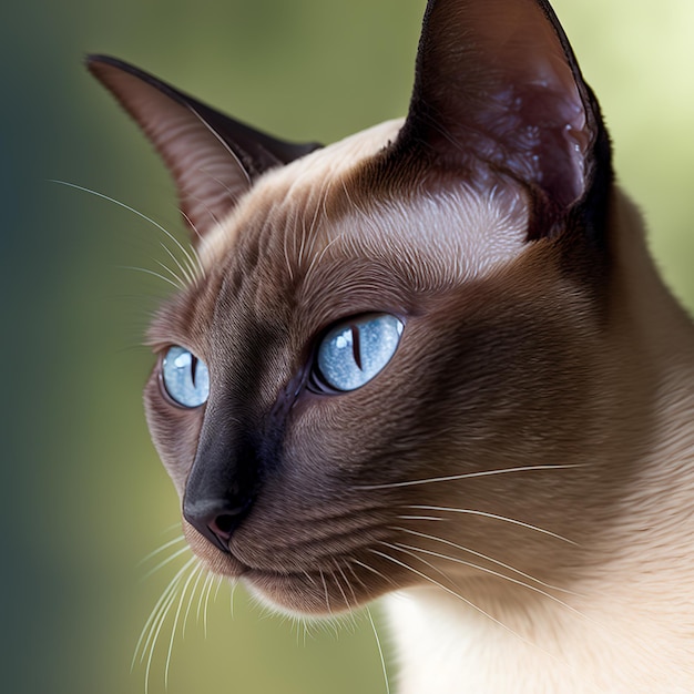 Gato tonkinés realista sobre un deslumbrante fondo natural al aire libre