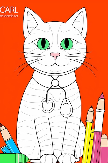 Foto gato trabajando como médico en formas grandes simples para hacer la coloración más fácil para los niños pequeños