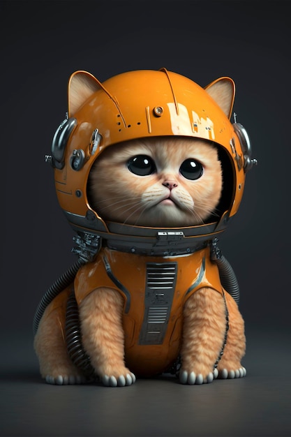 gato de trabajo, Ilustración de un gatito adorable con un pelaje agradable y expresiones faciales graciosas creadas con tecnología de IA generativa