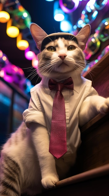 Foto un gato con traje y corbata