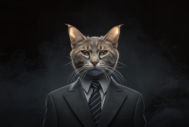 Gato con traje y corbata