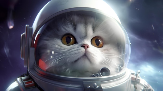 Un gato en un traje espacial en el espacio ultraterrestre Banner copia espacio