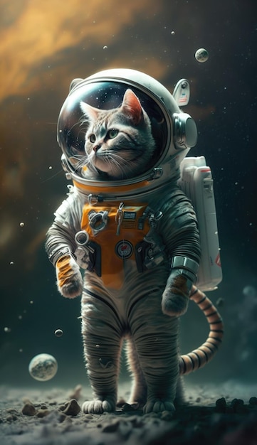 Un gato en traje espacial.