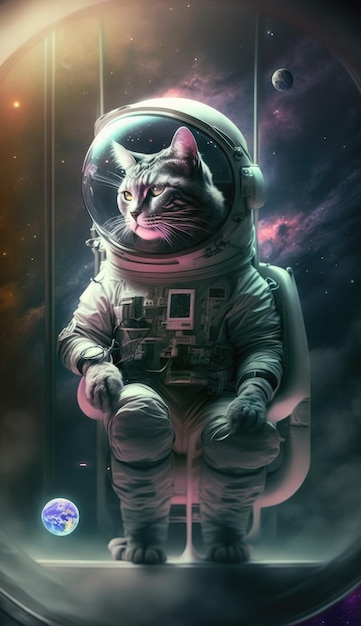 Un gato en traje espacial.