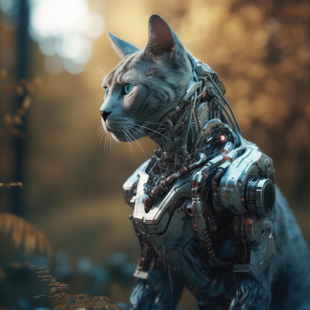 Un gato con un traje de robot