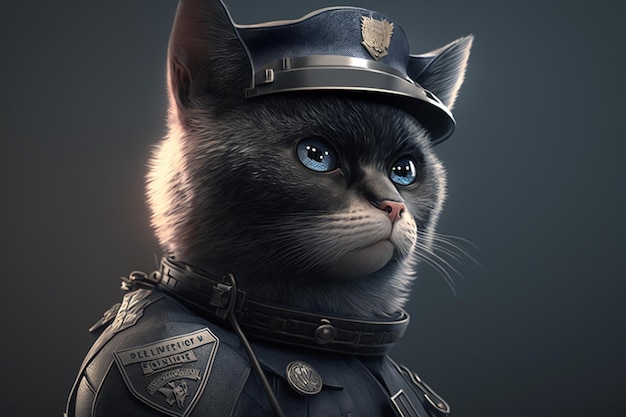 Un gato con uniforme de policía