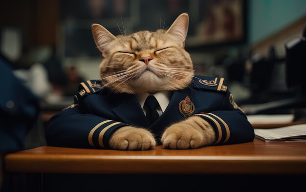 Foto un gato con un uniforme que dice fuerza aérea