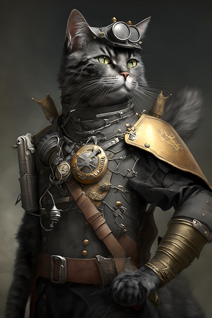 gato usando capacete militar