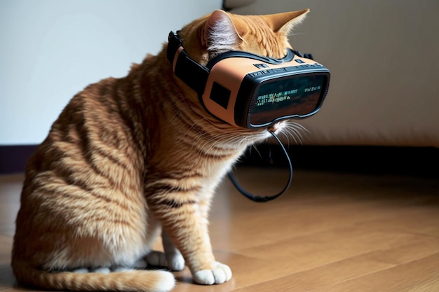 Gato usando óculos vr