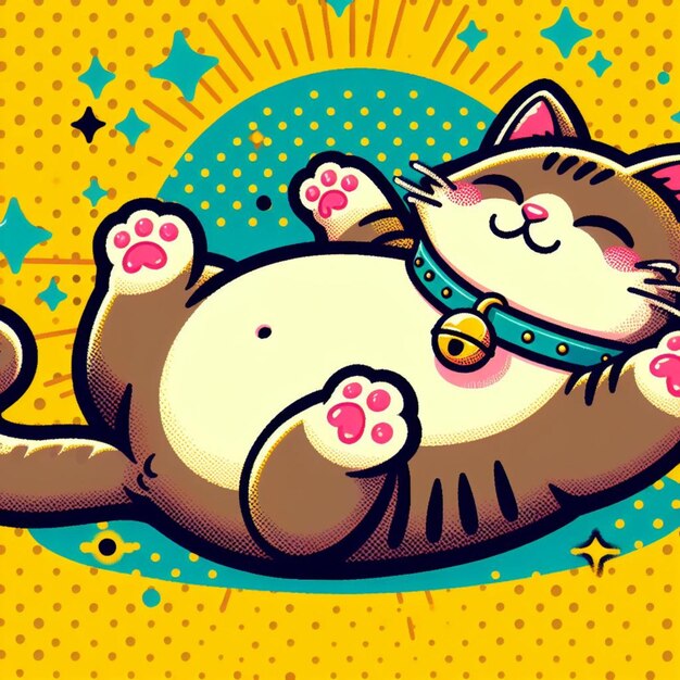 gato vectorial con fondo amarillo