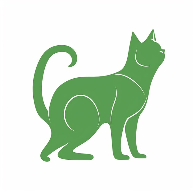 Un gato verde con una cola que dice 'gato'