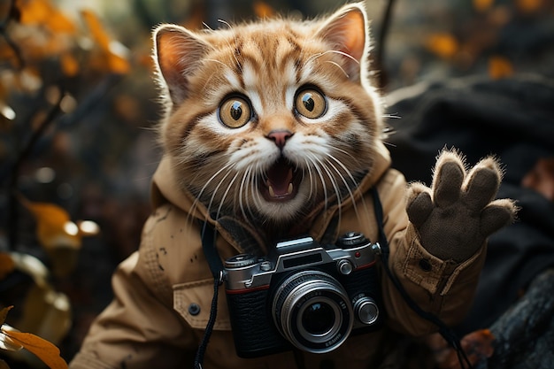 gato vermelho com fotógrafo de câmera