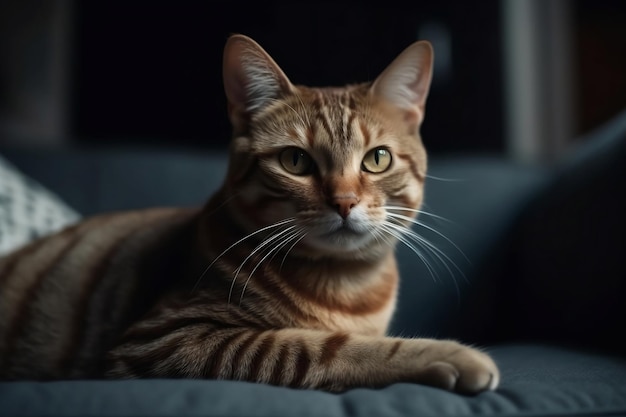 Gato vermelho olha diretamente para a câmera Generative AI