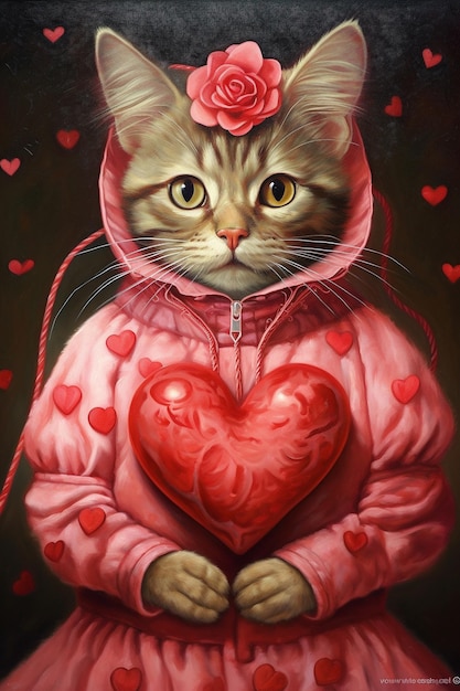 Gato vestido con el disfraz del día de San Valentín