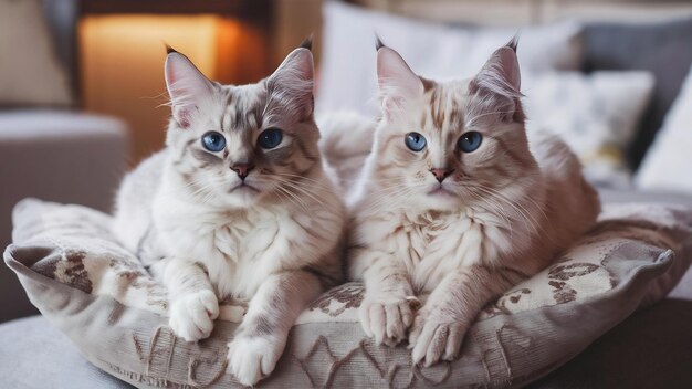 Gatos birmanos mirando a la cámara