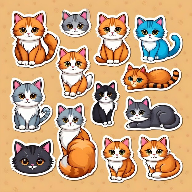 Foto gatos bonitos ideais para adesivos.