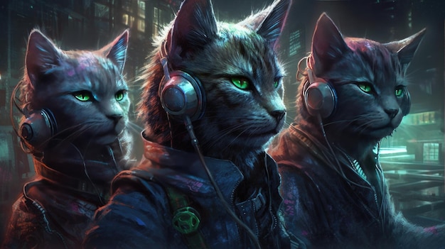 Gatos Cyberpunk Genrative Ai