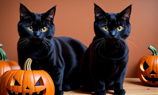 Gatos e Abóboras do Dia das Bruxas