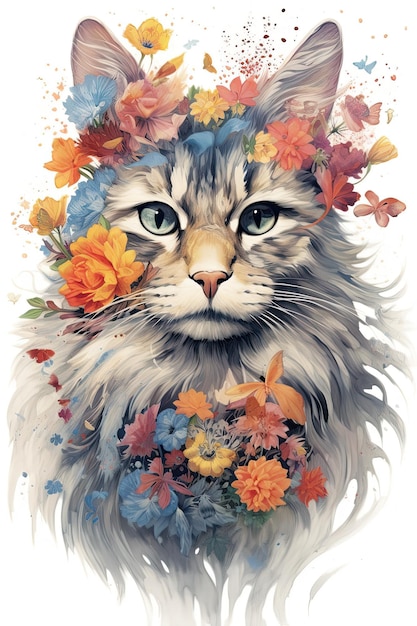 Gatos em ilustrações artísticas