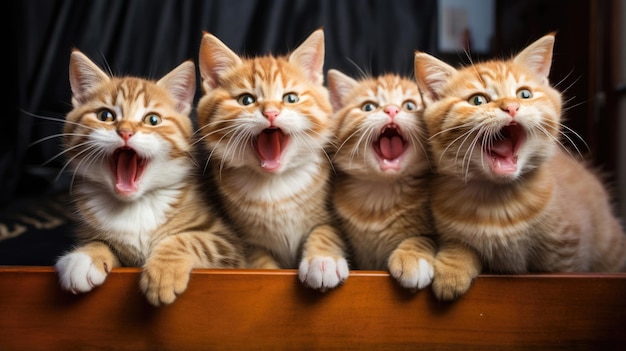 Gatos engraçados cantando músicas e gritando miau