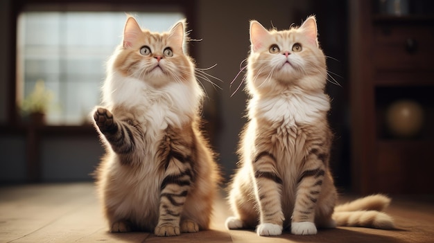 gatos graciosos pasean por la ciudad