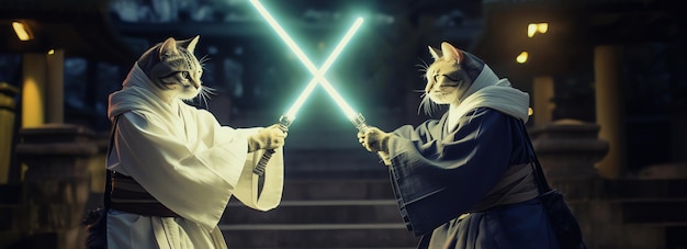 Gatos Jedi imagem gerada pela IA