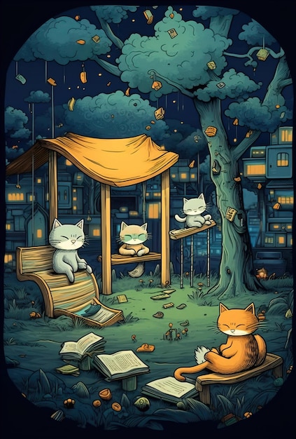 gatos leyendo libros