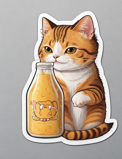 Gatos pegatina hoja arte dibujos animados icono gato fermentado fondo blanco sin fondo Ilustración