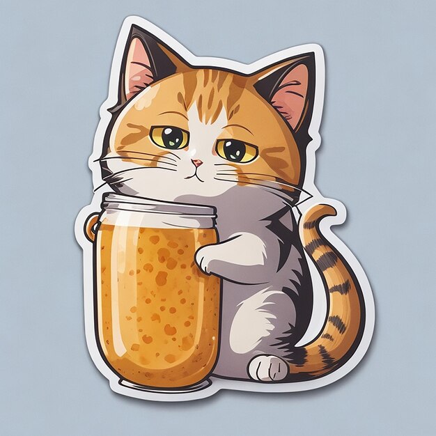 Gatos pegatina hoja arte dibujos animados icono gato fermentado fondo blanco sin fondo Ilustración