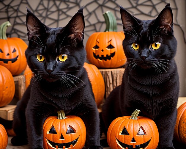 Gatos pretos e JackoLanterns