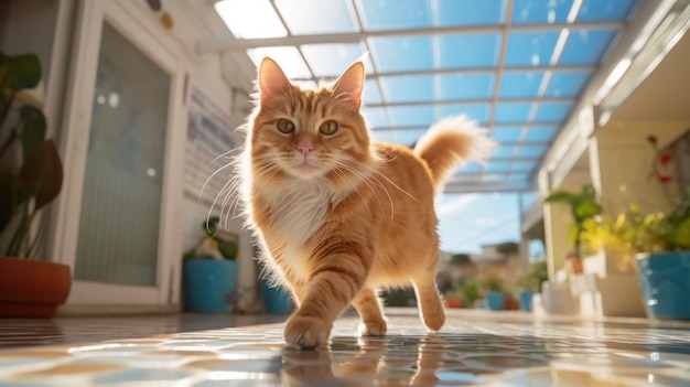 Foto gatos relajados bajo el sol ia generativa