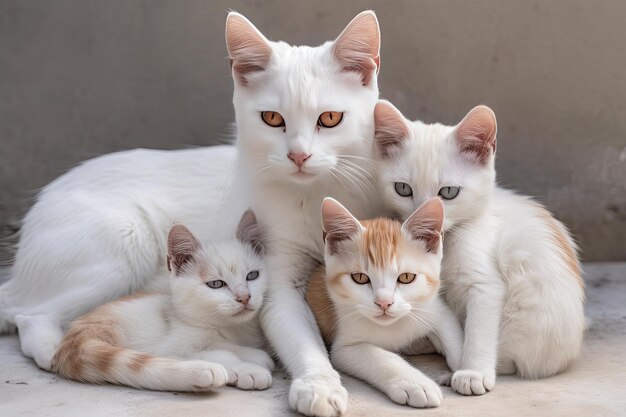 Gatos saliendo con sus gatitos