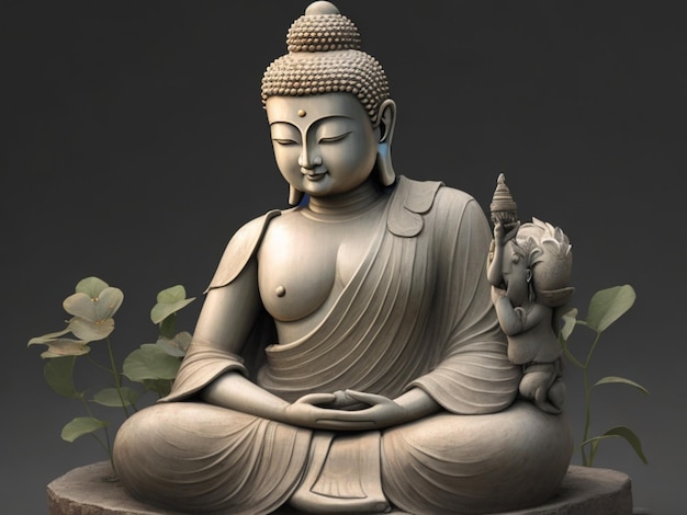 Gautam Buddha-Porträtstatue Generative KI