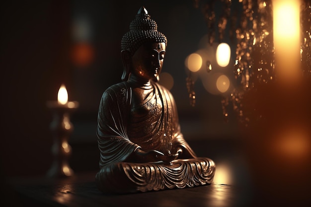 Gautama Buddha O símbolo da espiritualidade do budismo do hinduísmo e da iluminação Buddha Purnima Background Ilustração 3d de alta qualidade