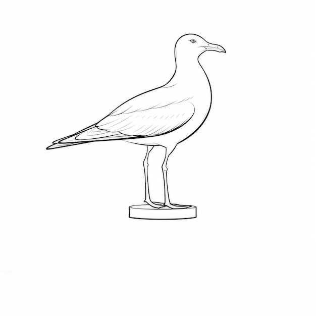 Foto la gaviota dibujando a mano un boceto coloreado de un pájaro en un pedestal