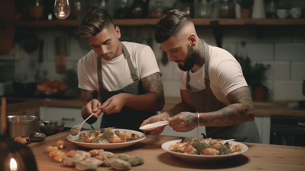 Foto gay pareja de brasil cozinando