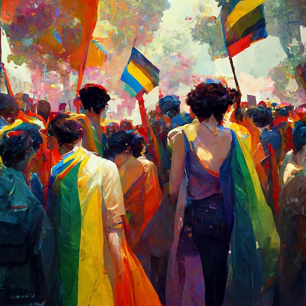 Gay Pride schöne animierte Illustration. Stolz marschieren.