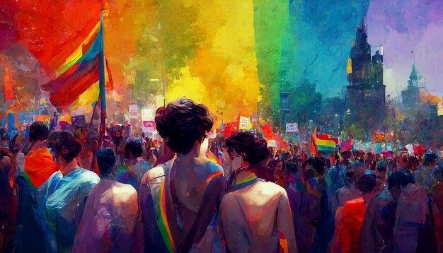 Gay Pride schöne animierte Illustration. Stolz marschieren.