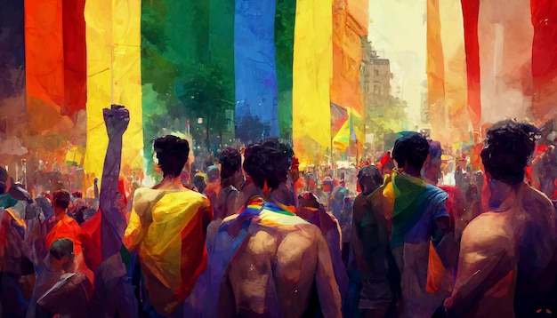 Gay Pride schöne animierte Illustration. Stolz marschieren.