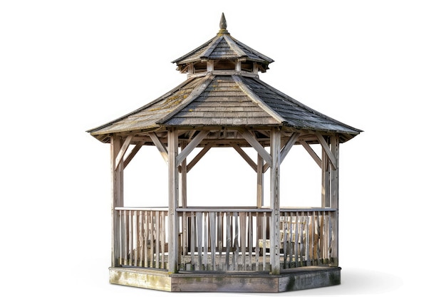 Foto gazebo de madeira em fundo branco em um fundo branco ou png claro