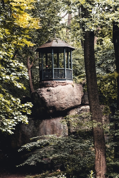 Gazebo na floresta.