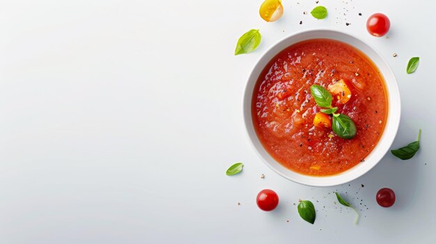 Gazpacho en un fondo blanco aislado