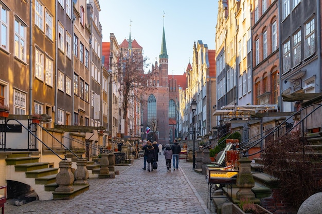 Gdansk polônia 12 de março de 2022 arquitetura da rua mariacka em gdansk