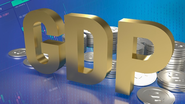 Gdp de ouro para renderização em 3d de conceito de negócios