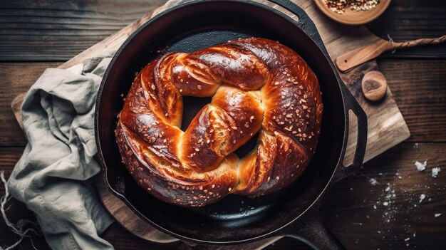 gebackene Brezel auf der Pfanne