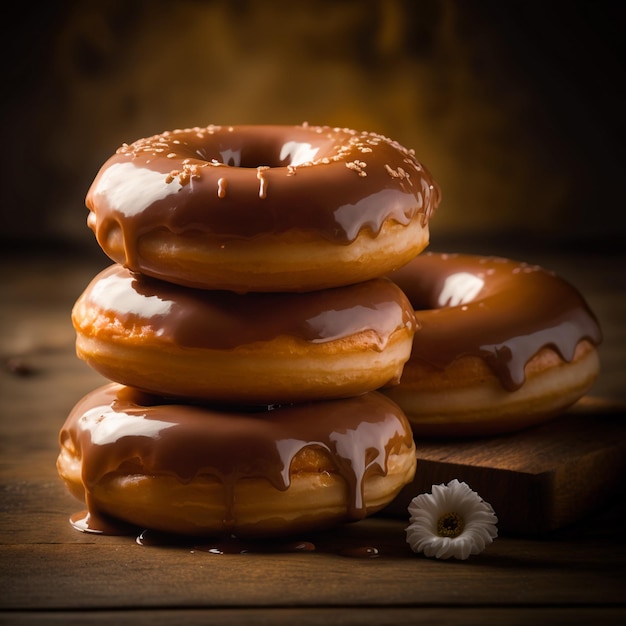 Gebackene Donuts mit gesalzenem Karamell und Apfelwein. Illustrationsbilder